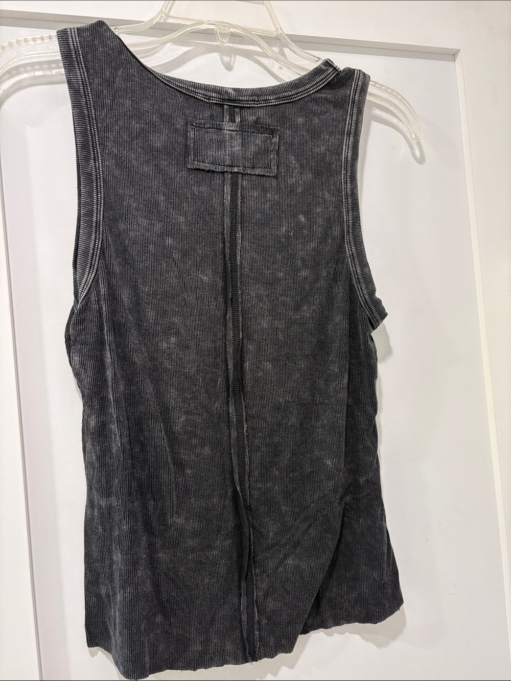 Washed Black Ribbed Tank Top - Picture 3 of 3